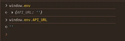 Console dengan window.env kosong