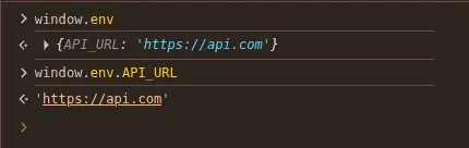 Console dengan window.env production